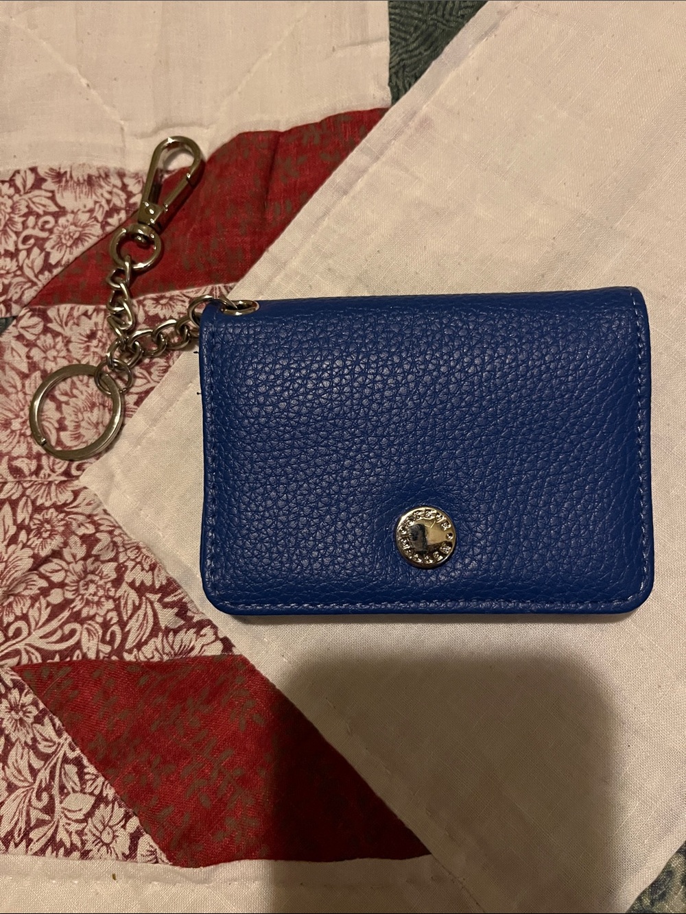 Steven By Steve Madden Cobalt Blue Pebbled Leather Cardholder Keychain